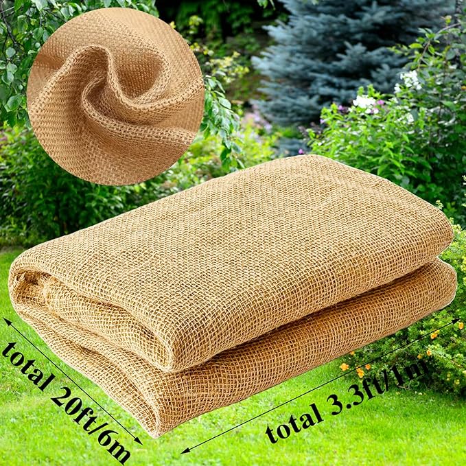 40" X 20 Feet Burlap Fabric,High Density Jute Fiber Burlap Roll for Garden Tree Wrap,Multipurpose Erosion Control Blanket for Home,Outdoor Gardening,Weed Barrier and Party Decor