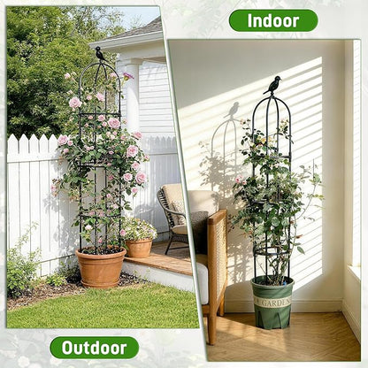 2 Pack Trellis for Climbing Planting Outdoor, 6ft Plant Trellis-Rustproof Metal Pipe with Heavy Duty Plastic Coated, Potted Plant Support for Clematis Vine Jasmine Support