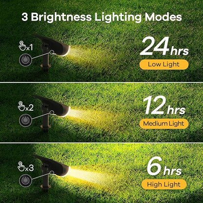 Linkind Solar Lights Outdoor Waterproof IP65, StarRay Dusk-to-Dawn Outdoor Solar Lights, 3 Lighting Modes Solar Spot Lights Outdoor for Garden, Yard, Landscape (Warm White, 4 Pack)