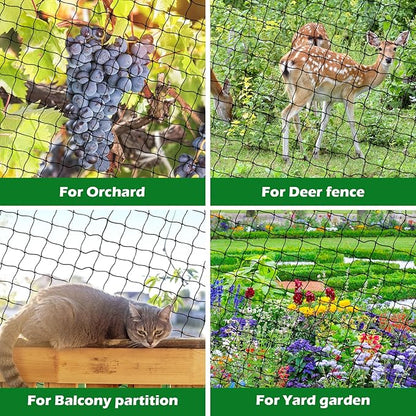 50'x50' with 2" Mesh Bird Netting for Chicken Coop with Bird Scare Tape, Hawk Nettings for Chicken Run, Heavy Duty Poultry Nettings Chicken Netting Roof Deer Net