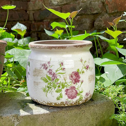 Flower Pot,Vintage Ceramic Pot for Planter with Drainage Holes, 6.29 inch Ice Crack Glazed Indoor Planters Pot for Indoor,Tuscan Home Decor,Gardening Gifts (Garden)