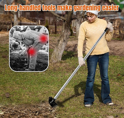 Weed Puller Tool with Long Handle, Manual Weed Remover Tool, 2 in 1 Weed Rake&Grabber and Garden Hoe, Dandelion Gardenia Heavy Duty Uprooting Tool for Yard, Lawn and Garden, 58Inch