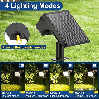 LANSOW Solar Spot Lights Outdoor Waterproof IP67, (2 Pack/90 LED/4 Modes) Solar Landscape Spotlights, 2-in-1 Solar Powered Flood Lights for Yard Garden Pathway Outside Tree, Auto ON/Off(Warm White)