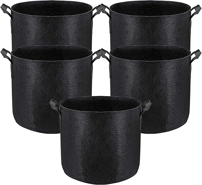 Generic Dstone Multi-Pack Grow Bags: Eco-Friendly, Durable, Lightweight for Better Plant Growth and Drainage (5, 5 Gallon)