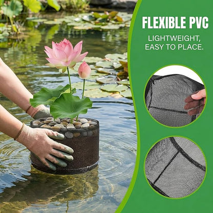 Hiceeden 6 Pcs Mesh Pond Plant Bag, 7" x 7.4" Reusable Pond Planting Pot, Breathable Plastic Aquatic Planter Grow Bags for Garden, Water Lily, Lotus, Hyacinth, Daffodil