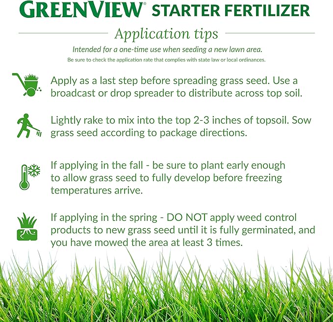 GreenView Spring or Fall Lawn Starter Fertilizer - 48 lb. Bag - Covers 15,000 sq. ft.