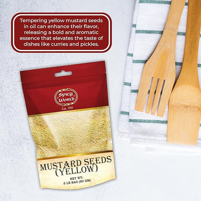 Spicy World Yellow Mustard Seeds Bulk, 5-Pounds