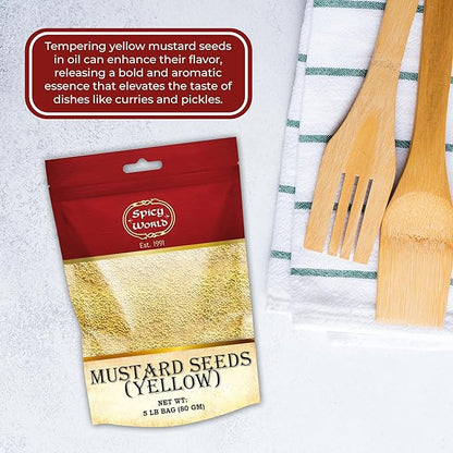 Spicy World Yellow Mustard Seeds Bulk, 5-Pounds