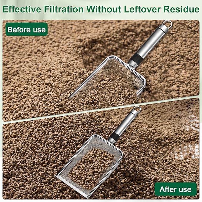 4-Pack Gardening Soil Sifter, 2.5/3.3/4/6 mm Mesh Stainless Steel Sand Soil Compost Sieve with Stainless Steel Handle for Sand/Dirt/Rock Compost [Silver Tone]
