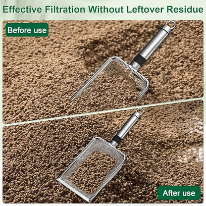 1-Pack Gardening Soil Sifter, 5 mm Mesh Stainless Steel Sand Soil Compost Sieve with Stainless Steel Handle for Sand/Dirt/Rock Compost [Silver Tone]