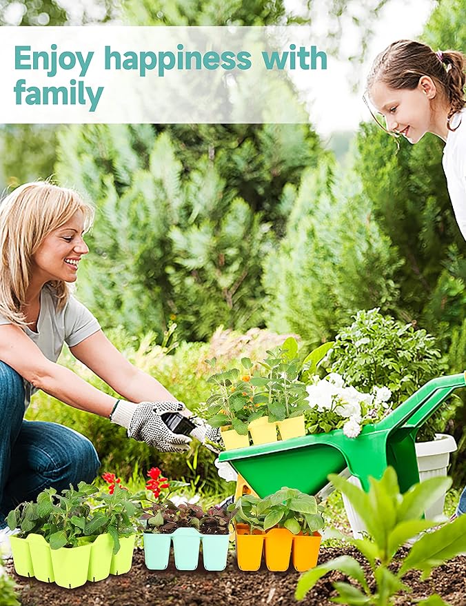 8 Pack Seed Starter Tray, Silicone Reusable Seedling Starter Trays Fit Up to 10" 20" Planting Tray, BPA-Free & Dishwasher Safe, Seed Starting Trays for Vegetable, Flower, Herb (Total 72 Cells)