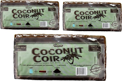 Viagrow® 650 g (1.4 lb.) Compressed Coconut Coir Premium Grow Media (3-Packs) / A Product of The Harvest Company™