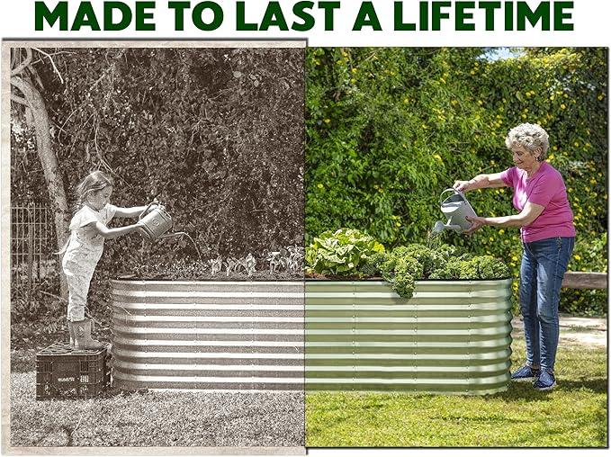 Plant & Plot Galvanized Raised Garden Beds Outdoor // 8×2×2 ft Planter Raised Beds for Gardening, Vegetables, Flowers (Silver) // Large Metal Garden Box // Patented Tool-Free Design