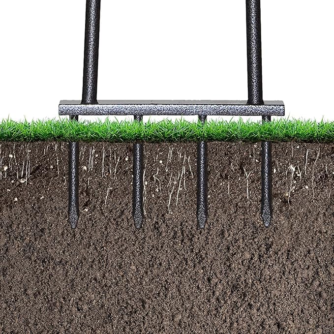 Yard Butler Spike Grass Aerator, IM-7C - Lawn Care Tool for Aerating - Long-Handled - Power-Coated Steel Construction - Comfortable Cushioned Handles Garden Tool - Easy to Use