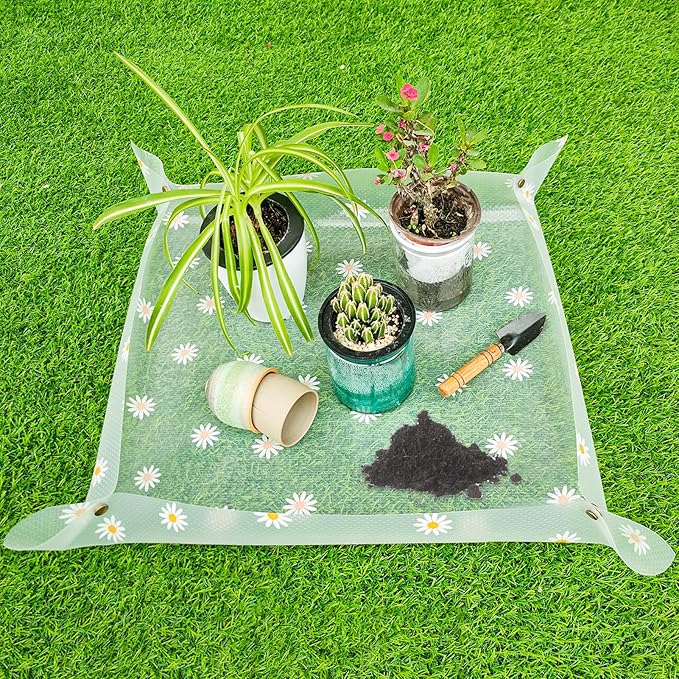 Repotting Mat for Indoor Plants Waterproof Clear Potting Mat Foldable Gardening Plants Potting Repotting Tray to Control Potting Soil Indoor Plant Garden Accessories Gifts for Plant Lovers 23.6"