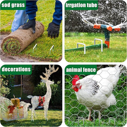 500 Pack Landscape Staples 6 Inch Garden Stakes Galvanized Garden Staples Pins Anti-Rust Ground Stakes for Weed Barrier, Irrigation Tubing, Landscaping Fabric, Yard Lawn