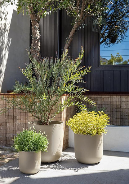 Veradek Mason Series Lima Planter - Set of 3 Round Planters for Garden/Patio | Made from Plastic-Stone Composite with Drainage Holes | Modern Décor for Succulents, Flowers, Small Plants
