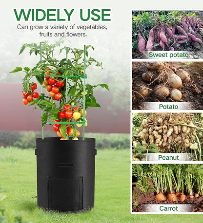 6-Pack 10 Gallon Potato Grow Bags – Durable Nonwoven Fabric Planters with Reinforced Handles | Reusable Garden Containers for Potatoes, Vegetables (Black, 10 Gallons/6 Pack)