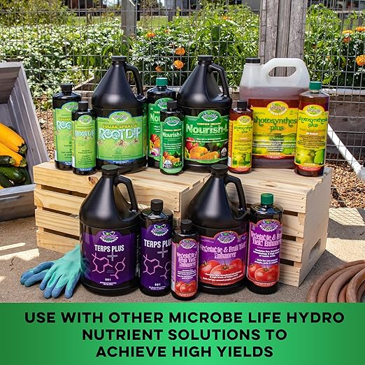 MICROBE LIFE HYDROPONICS Nourish-L Liquid Fertilizer for Hydroponics Gardening, Stimulator to Enhance Plant Nutrient Absorption for Fruits and Vegetables, Better Yields Better Grows, 1 Gallon