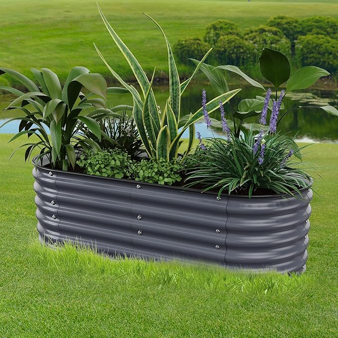 Raised Garden Bed 5x2x1.4 Ft Planter Box for Outdoor - Zinc-Aluminum-Magnesium Stainless Steel Durable Metal Garden Beds Kit for Vegetables, Flowers, Herbs and Succulents (Deep Grey)