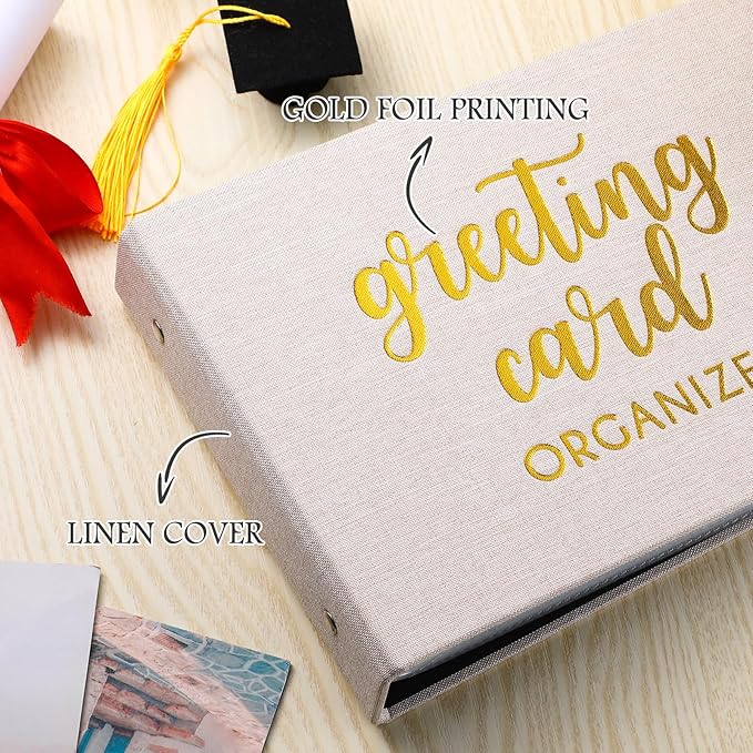 Spiareal Greeting Card Organizer Set Greeting Card Holder 6 x 8 Inches 100 Pages Stamping Binder Album Display Organization Storage for Memory Greetings Photo Gift