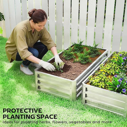 Outsunny Galvanized Raised Garden Bed, 4' x 2' x 1' Metal Planter Box, for Growing Vegetables, Flowers, Herbs, Succulents, Silver