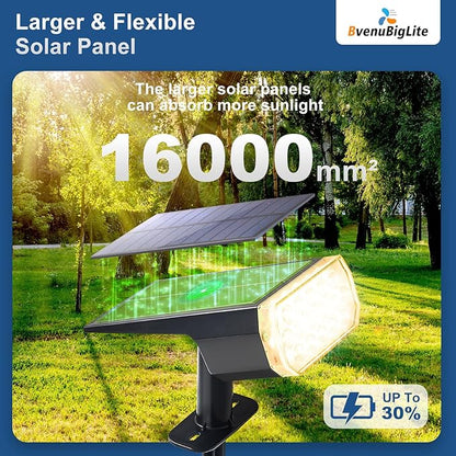Solar Lights Outdoor Waterproof: IP65 Led Spot Light Decorations for Garden Patios - 3 Lighting Modes Solar Powered for Yard - Dust to Dawn Uplighting Landscape Pathway Drive 2PC Warm