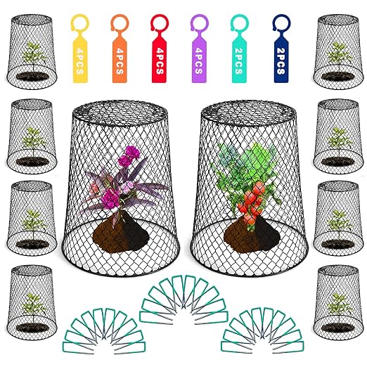 Feel Natural-10 Pcs 9.25"x9.45"Plant Covers from Animals Plant Protectors from Animals Plant Basket Covers Garden Cloches for Plants Garden Plant Covers Cage for Plants Garden Cages