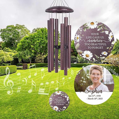 ASTARIN Personalized Deep Tone Wind Chime Memorial, Customized Sympathy Wind Chimes, Memory Wind Chimes for Loved Ones Lost, Bereavement Gifts Windchimes Outdoor, Produced in USA