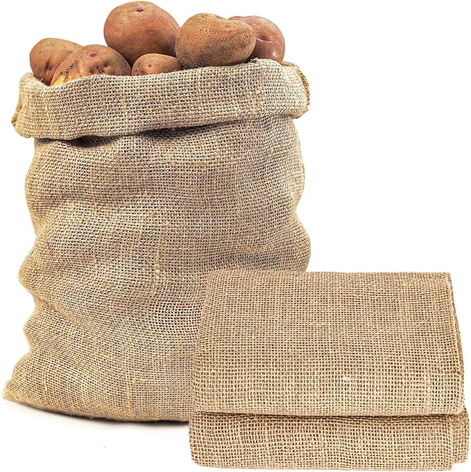 MAQIHAN 2 PCS Burlap Sack - 18.5" x 27.5" Burlap Bags for Plants High Density Natural Jute Bag of Potatoes Plant Grow Bags with Rope Potato Sacks Race Bags Potato Storage,Multipurpose