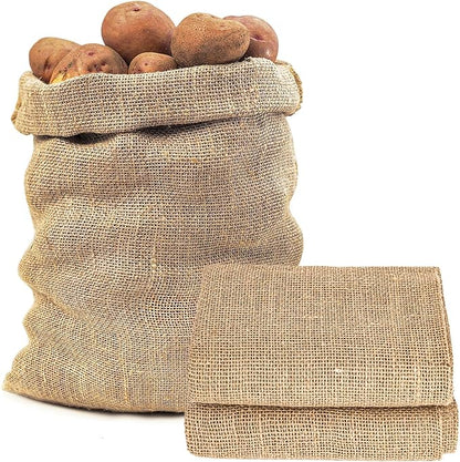 MAQIHAN 2 PCS Burlap Sack - 18.5" x 27.5" Burlap Bags for Plants High Density Natural Jute Bag of Potatoes Plant Grow Bags with Rope Potato Sacks Race Bags Potato Storage,Multipurpose