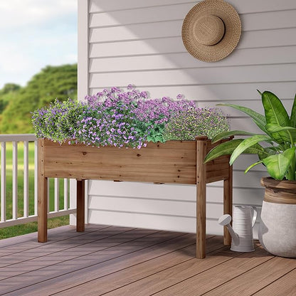 Yaheetech 2pcs Raised Garden Bed 48x24x30in Elevated Wooden Horticulture Planter Box with Legs Standing Growing Bed for Gardening/Backyard/Patio/Balcony, Dark Brown