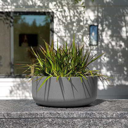 Veradek Mason Series Kona Bowl Planter - Round Planter for Indoor or Outdoor Tabletop/Balcony | Durable Plastic-Stone Composite Material | Modern Décor for Flowers, Succulents, Small Plants