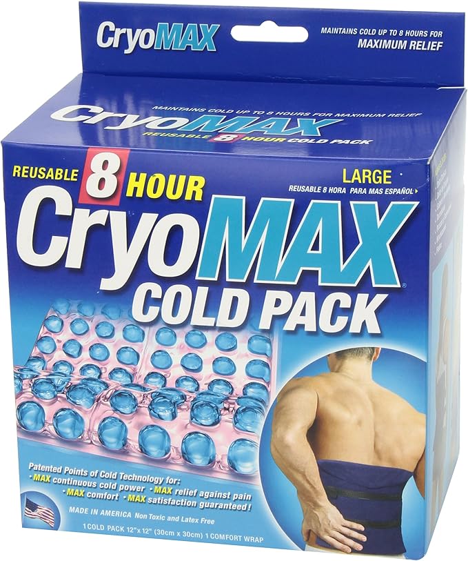 CryoMAX Cold Pack, Reusable, Latex Free, 8 Hour Cold Therapy, Large, 12" x 12"(Pack of 12)