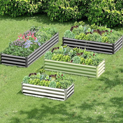 2PCS 6x3x1FT Galvanized Raised Garden Bed Kit, Galvanized Planter Raised Garden Boxes Outdoor, Large Metal Raised Garden Beds for Vegetables-Green