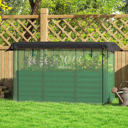 Outsunny 5.9 x 2 x 1.9 ft Galvanized Raised Garden Bed with Crop Cage Plant Protection Net and Shade Cloth Roof, Metal Planter Box with Cover for Vegetables, Flowers, Herbs, Green