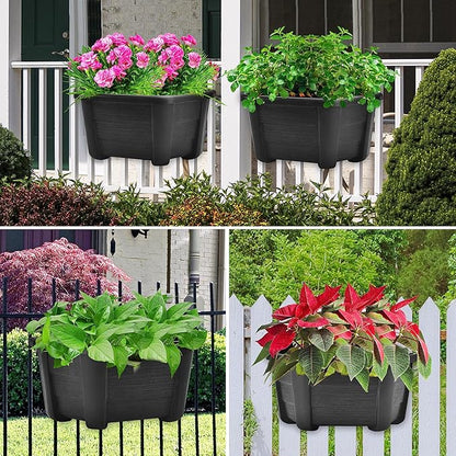 ORIMERC 9.8 Inches Self Watering Wall Planters for Indoor Plants, Railing Planters Balcony Planters Wall Hanging Planters, Lightweight, Dark Coffee (Pack of 8)