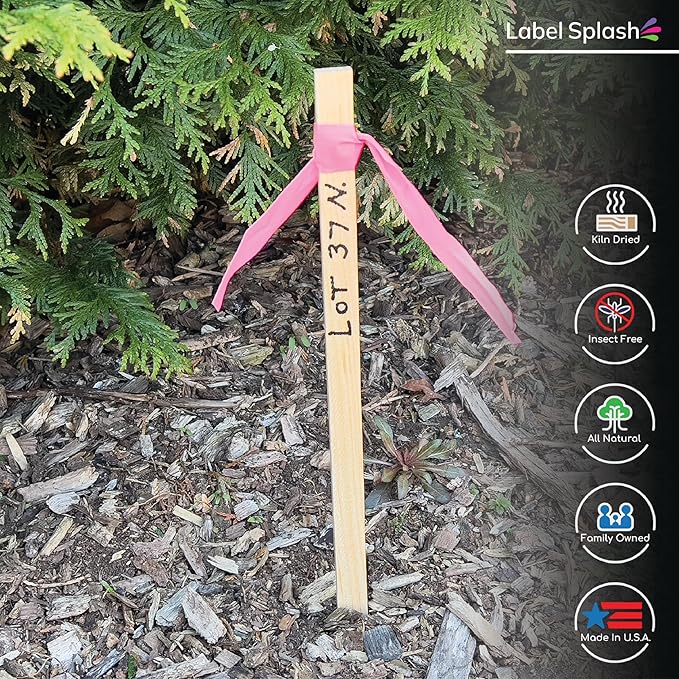 25 Pack 17.5" Wood Stakes for Garden Marking Survey Grading Paint Stirring Stick Model Building Landscaping Plant Support and Crafts 17.5 Inch Made in The USA by LABELSPLASH