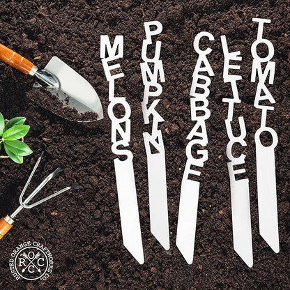ROCC RUSTED ORANGE CRAFTWORKS CO. 15" Spell It Out Metal Garden Markers -Plant labels -Garden Labels -Plant Markers -Plant labels for outdoor garden waterproof -Plant tags -Plant tags and labels