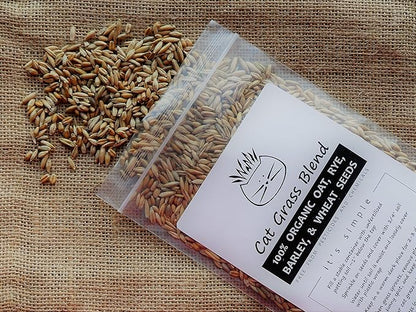 Simple Cat Grass Blend, 100% US Organic, 4 Popular Seeds: Wheat, Barley, Oats, and Rye Mix Combo, Show Your Love with a Healthy Pet Snack Treat (4 Ounce (~3200 Seeds))