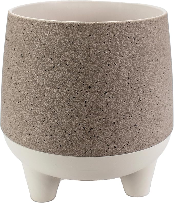 The HC Companies 10 Inch Orion Self Watering Planter - Lightweight Indoor Plastic Plant Pot for Herbs and Flowers, Greige