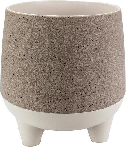 The HC Companies 10 Inch Orion Self Watering Planter - Lightweight Indoor Plastic Plant Pot for Herbs and Flowers, Greige