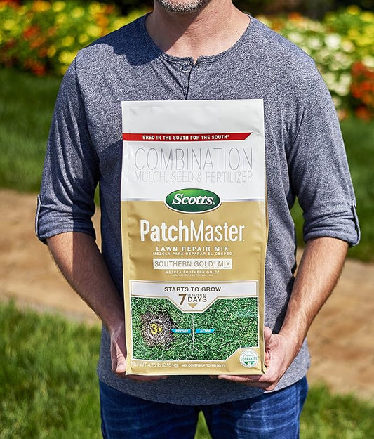 Scotts PatchMaster Lawn Repair Mix Southern Gold Mix for Tall Fescue Lawns, Grass Seed, Fertilizer, and Mulch, 4.75 lbs.