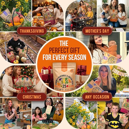 Organo Republic 25 Summer Vegetable Garden Seed Variety Pack - 6,510+ Non-GMO Heirloom Veggie & Greens Seeds for Outdoors & Indoor Home Garden, Including Collards, Pepper, Okra, Onion, Bean, Cucumber
