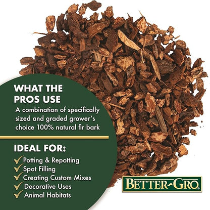 Better-Gro Orchid Bark-Premium Grade Orchid Potting Medium for Potting,Repotting,Root Development,and Water Retention,Ideal for Phalaenopsis,Epiphytic Orchids,and Tropical Plants-4 Quarts,(Pack of 2)