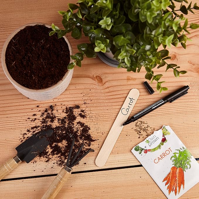 Plant Markers: 50 Wooden Plant Name Tags and Marker Pen – Plant Labels Wooden, Plant Tags, Seedling Labels – Gardening Name Tags, Garden Sign OwnGrown