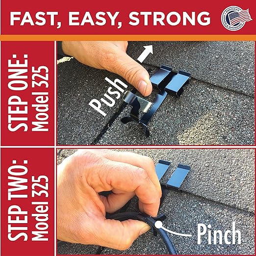 Roof Clips, Safe for Heat Tape, Electric Cable & Roof Heat Cable Installation, Prevents Roof Damage, Easy Nail-Free Outdoor Cable Clips, Your Ultimate Cable Clip (.325-5 Pack)