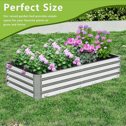 2PCS 4x2x1FT Galvanized Raised Garden Bed Kit, Galvanized Planter Raised Garden Boxes Outdoor, Large Metal Raised Garden Beds for Vegetables-Silver