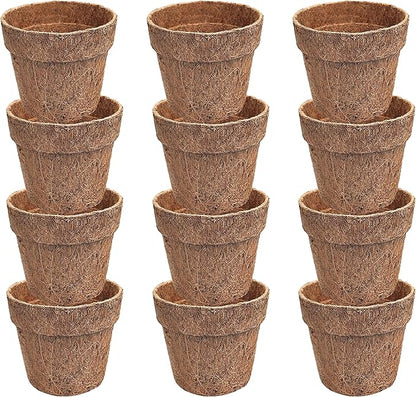 Deepthi 4-Inch Coco Coir Nursery Pots – Pack of 12 Biodegradable Seed Starter Cups – Organic Coir Peat Pots for Seedlings, Herbs, Indoor/Outdoor Gardening – Eco-Friendly Planting Pots