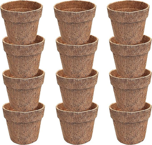 Deepthi 4-Inch Coco Coir Nursery Pots – Pack of 12 Biodegradable Seed Starter Cups – Organic Coir Peat Pots for Seedlings, Herbs, Indoor/Outdoor Gardening – Eco-Friendly Planting Pots